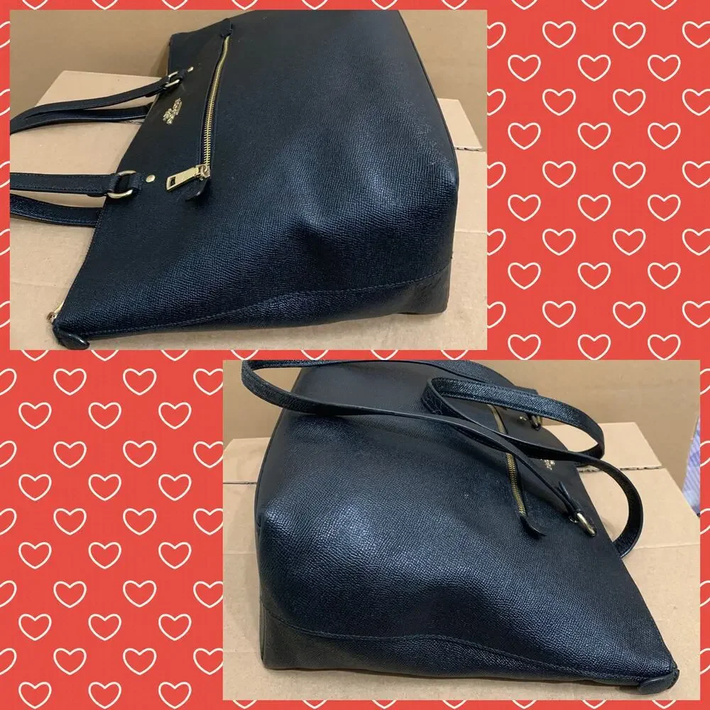 COACH Large Black Crossgrain Leather GALLERY Tote Shoulder Tote F79608
